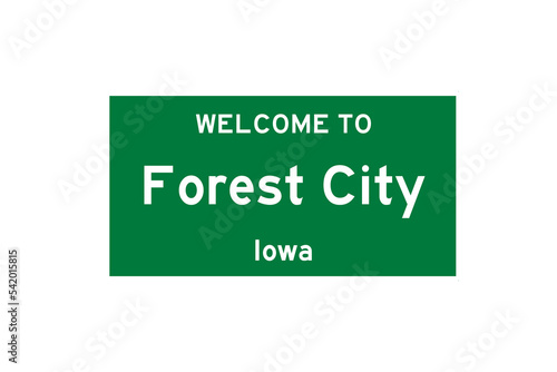 Forest City, Iowa, USA. City limit sign on transparent background.  photo