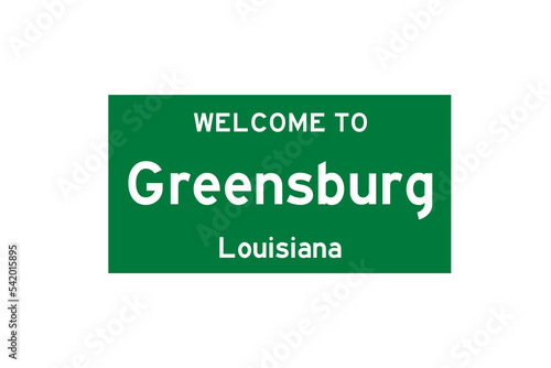 Greensburg, Louisiana, USA. City limit sign on transparent background.  photo