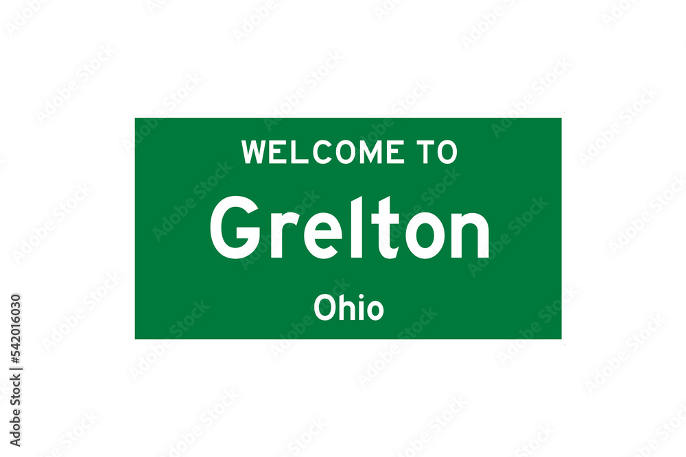 Grelton, Ohio, USA. City limit sign on transparent background. Grelton, Ohio, USA. City limit sign on transparent background.
