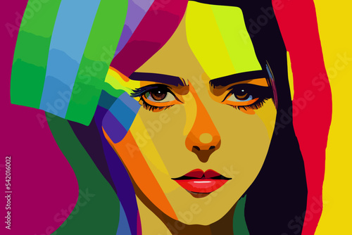 Girl open eyes expresses tolerance for lgbtq+ pride, rainbow paraphernalia,
