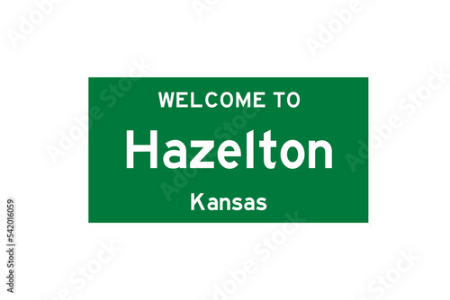 Hazelton, Kansas, USA. City limit sign on transparent background.  photo