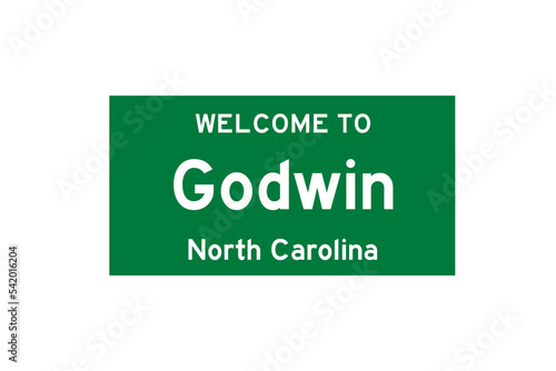Godwin, North Carolina, USA. City limit sign on transparent background.  photo