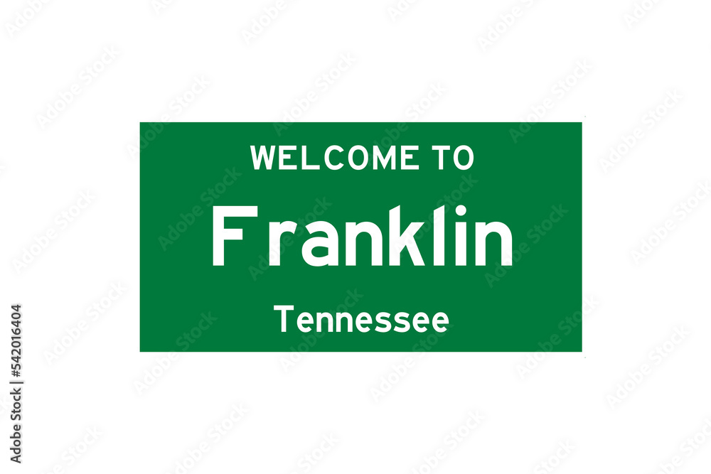 Franklin, Tennessee, USA. City limit sign on transparent background. Franklin, Tennessee, USA. City limit sign on transparent background.