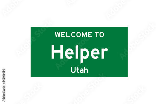 Helper, Utah, USA. City limit sign on transparent background.  photo