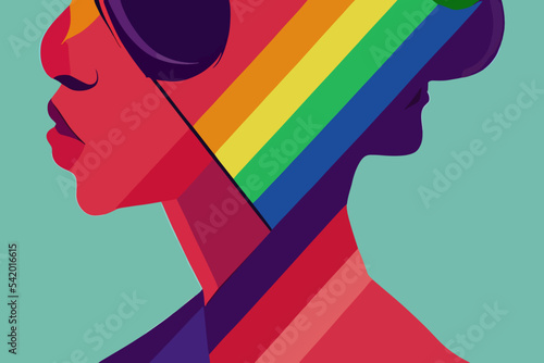 Lgbtq+ girl tolerance, illustration, lgbtq+ community support