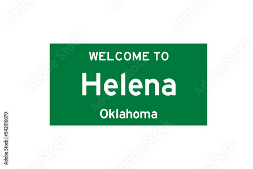Helena, Oklahoma, USA. City limit sign on transparent background. 