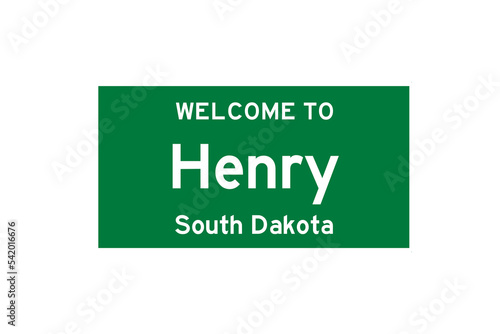 Henry, South Dakota, USA. City limit sign on transparent background.  photo