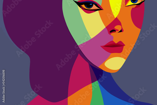 Lgbtq+ pride and tolerance girl, illustration, rainbow