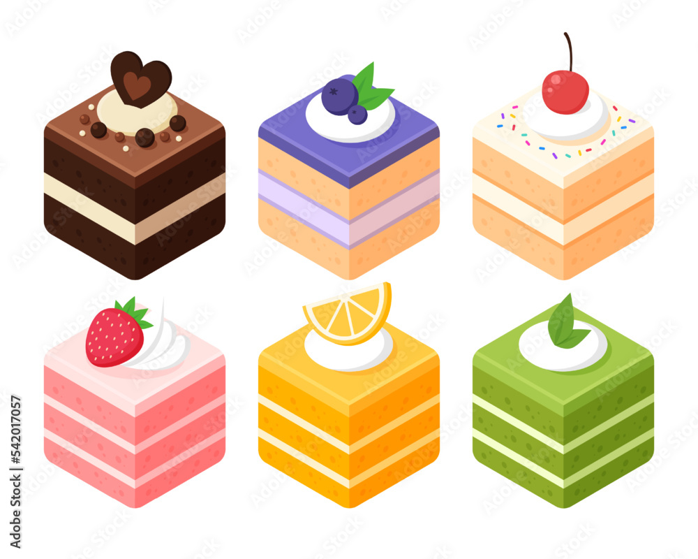 Cartoon icon of a slice strawberry sponge cake Vector Image