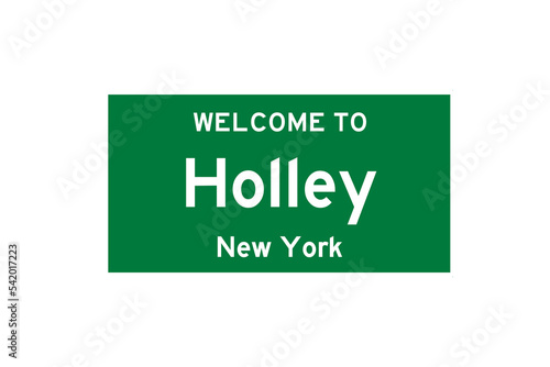 Holley, New York, USA. City limit sign on transparent background.  photo