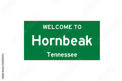 Hornbeak, Tennessee, USA. City limit sign on transparent background.  photo