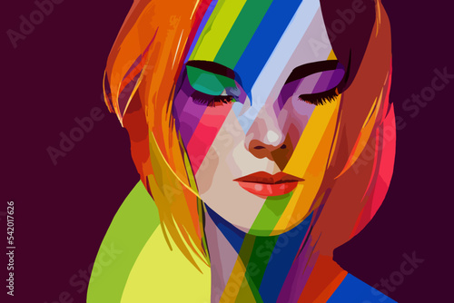 Lgbt girl anti human rights discrimination, closed eyes, humility,