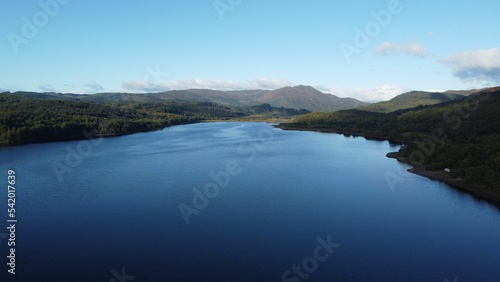 Aerial shot of the Loch Venachar in Scotland © Dnl Digital/Wirestock Creators