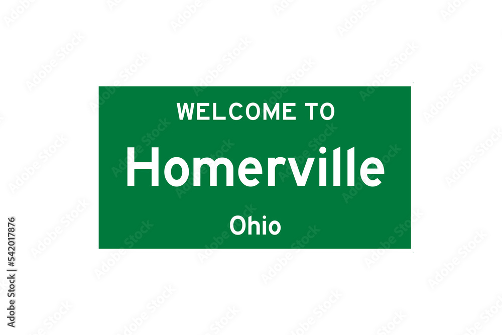 Homerville, Ohio, USA. City limit sign on transparent background. Homerville, Ohio, USA. City limit sign on transparent background.