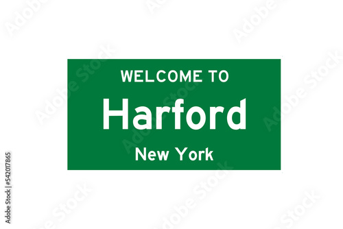 Harford, New York, USA. City limit sign on transparent background.  photo