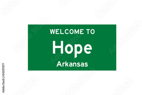 Hope, Arkansas, USA. City limit sign on transparent background. 