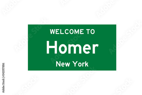 Homer, New York, USA. City limit sign on transparent background.  photo