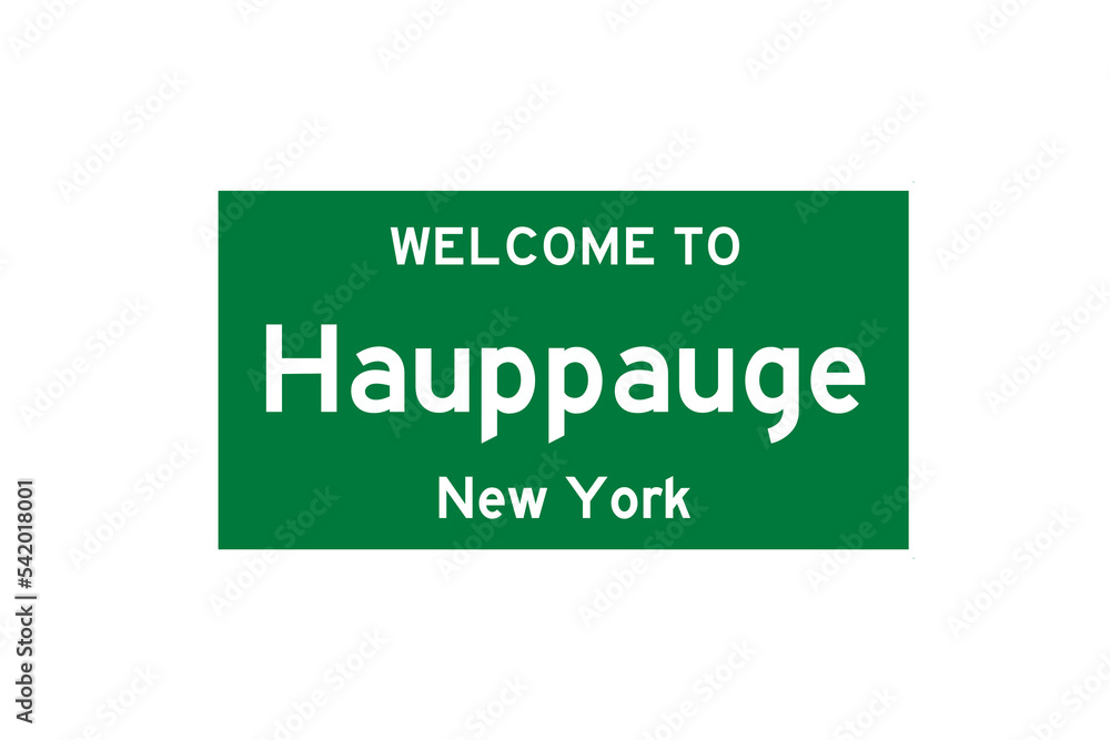 Hauppauge, New York, USA. City limit sign on transparent background. Hauppauge, New York, USA. City limit sign on transparent background.