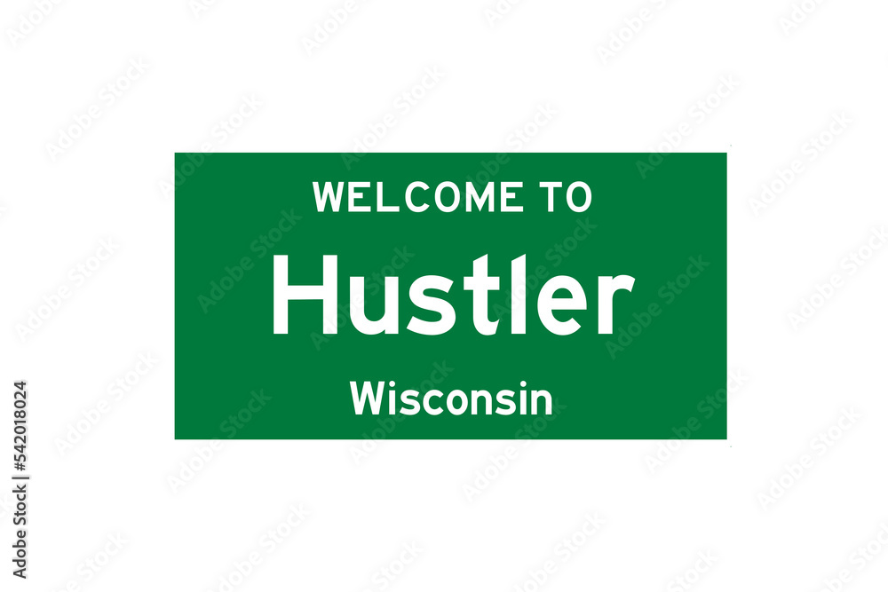 Hustler, Wisconsin, USA. City limit sign on transparent background. Hustler, Wisconsin, USA. City limit sign on transparent background.