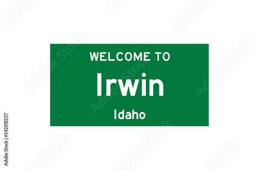 Irwin, Idaho, USA. City limit sign on transparent background.  photo