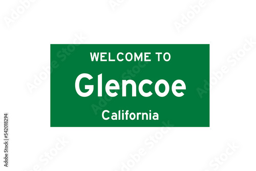 Glencoe, California, USA. City limit sign on transparent background.  photo