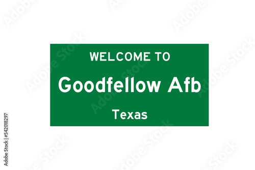 Goodfellow Afb, Texas, USA. City limit sign on transparent background.  photo