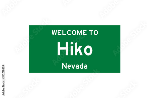 Hiko, Nevada, USA. City limit sign on transparent background. 