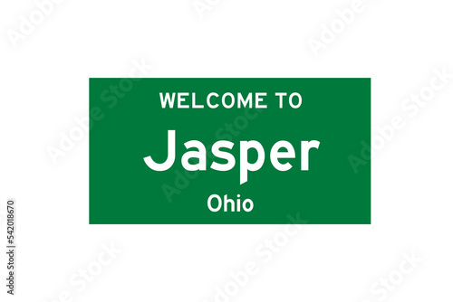 Jasper, Ohio, USA. City limit sign on transparent background.  photo