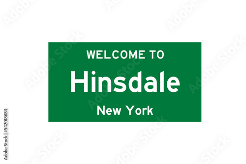 Hinsdale, New York, USA. City limit sign on transparent background.  photo
