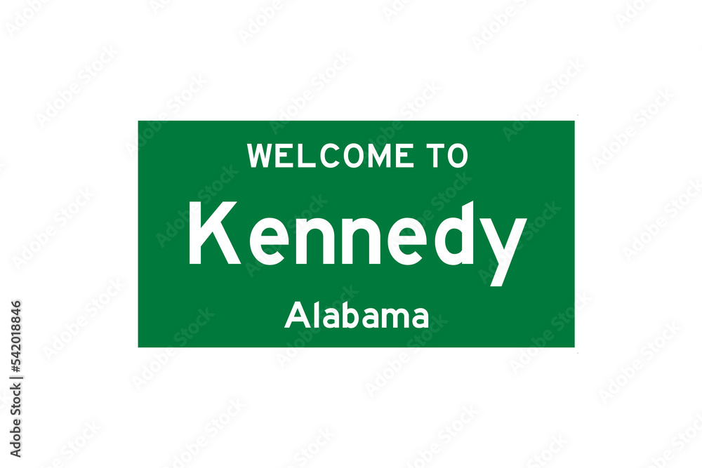 Kennedy, Alabama, USA. City limit sign on transparent background. Kennedy, Alabama, USA. City limit sign on transparent background.