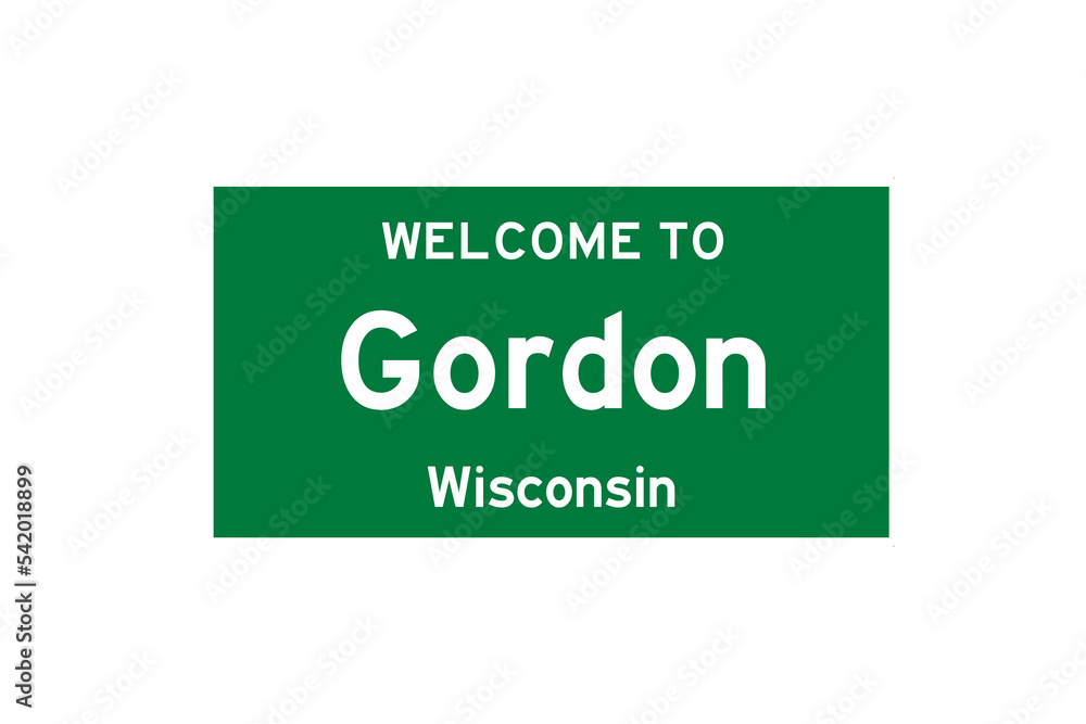 Gordon, Wisconsin, USA. City limit sign on transparent background. Gordon, Wisconsin, USA. City limit sign on transparent background.