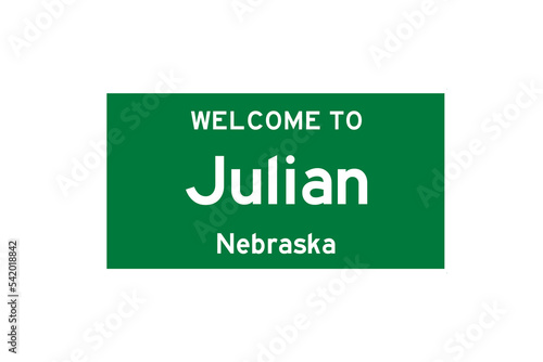 Julian, Nebraska, USA. City limit sign on transparent background.  photo