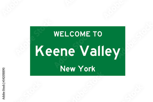 Keene Valley, New York, USA. City limit sign on transparent background.  photo