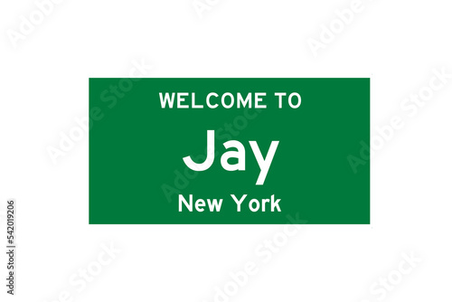 Jay, New York, USA. City limit sign on transparent background.  photo