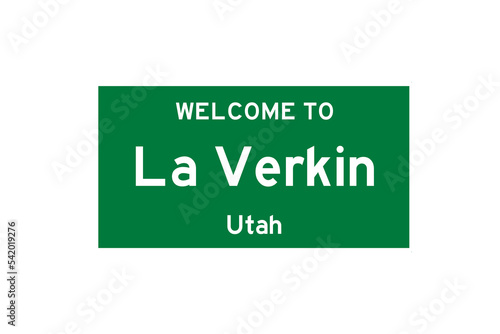 La Verkin, Utah, USA. City limit sign on transparent background.  photo