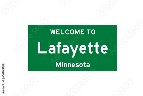 Lafayette, Minnesota, USA. City limit sign on transparent background.  photo