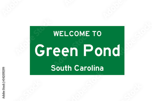 Green Pond, South Carolina, USA. City limit sign on transparent background.  photo