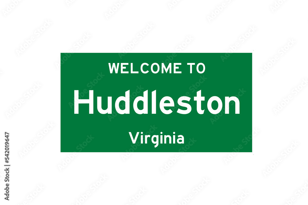 Huddleston, Virginia, USA. City limit sign on transparent background. Huddleston, Virginia, USA. City limit sign on transparent background.