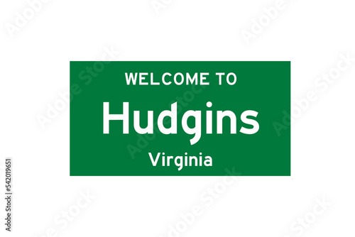 Hudgins, Virginia, USA. City limit sign on transparent background.  photo