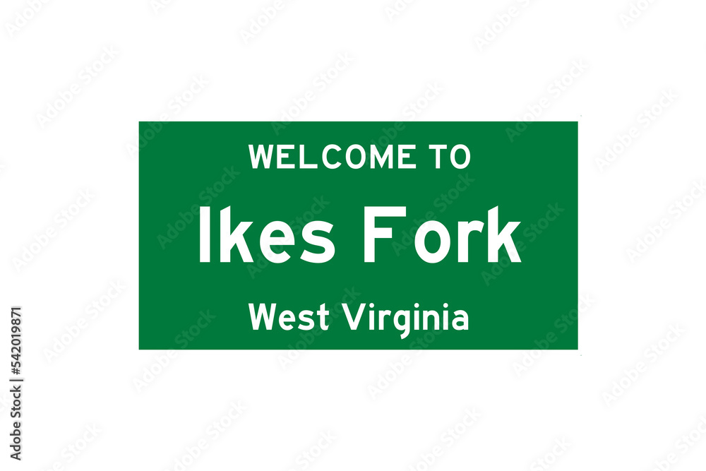 Ikes Fork, West Virginia, USA. City limit sign on transparent background. Ikes Fork, West Virginia, USA. City limit sign on transparent background.