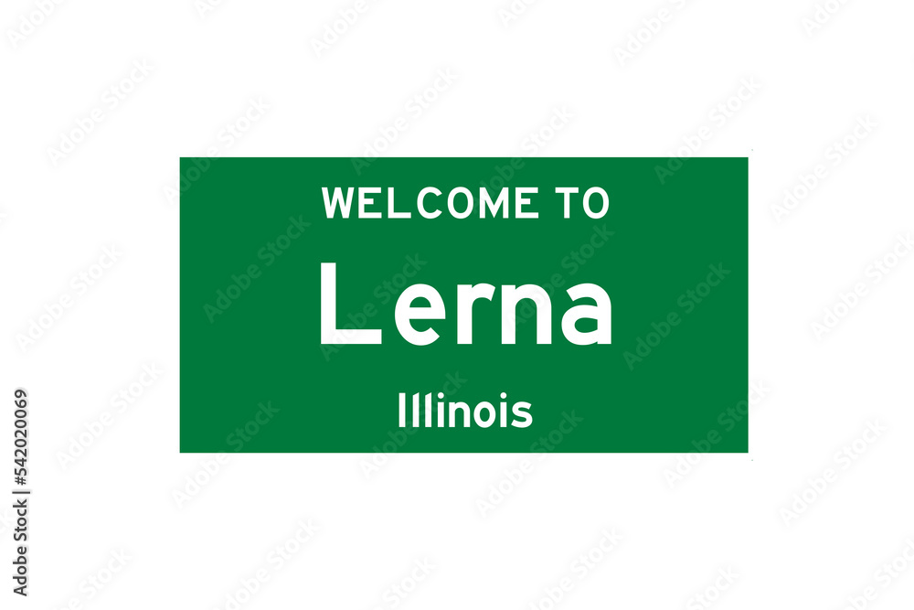 Lerna, Illinois, USA. City limit sign on transparent background. Lerna, Illinois, USA. City limit sign on transparent background.