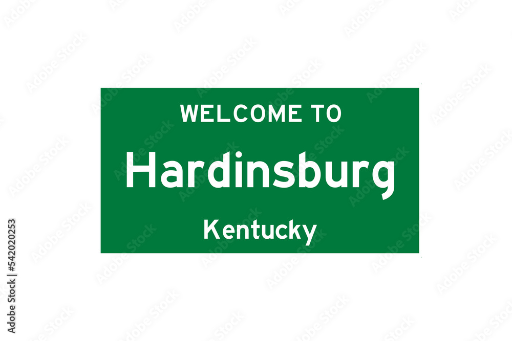 Hardinsburg, Kentucky, USA. City limit sign on transparent background. 