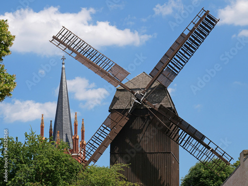 Heilig-Geist-Kirche und Windmühle im brandenburgischen Werder an der Havel photo