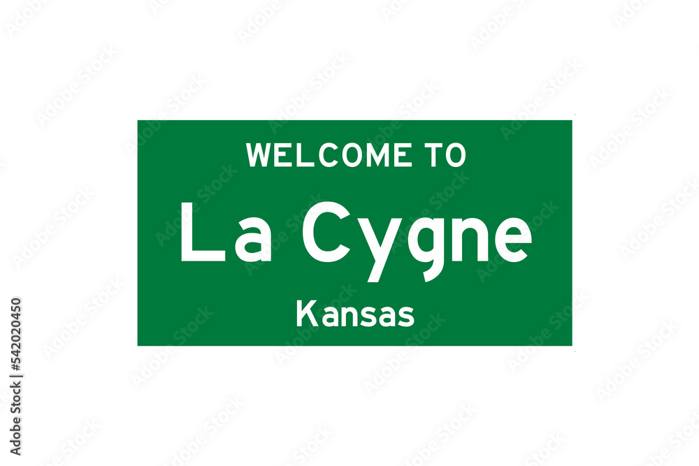 La Cygne, Kansas, USA. City limit sign on transparent background. La Cygne, Kansas, USA. City limit sign on transparent background.