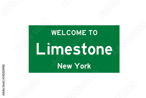 Limestone, New York, USA. City limit sign on transparent background.  photo