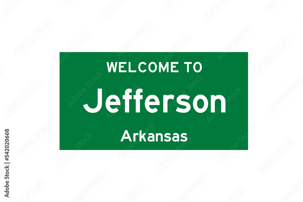 Jefferson, Arkansas, USA. City limit sign on transparent background. Jefferson, Arkansas, USA. City limit sign on transparent background.