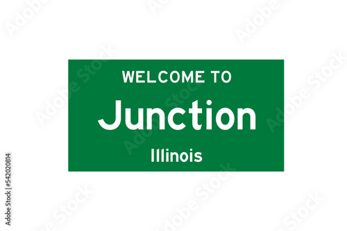 Junction, Illinois, USA. City limit sign on transparent background.  photo