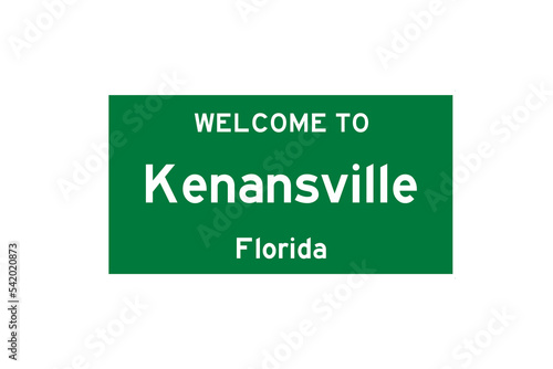 Kenansville, Florida, USA. City limit sign on transparent background.  photo
