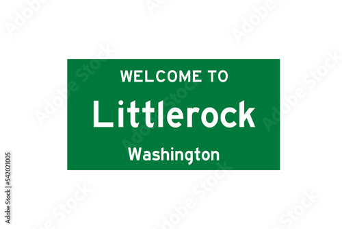 Littlerock, Washington, USA. City limit sign on transparent background.  photo