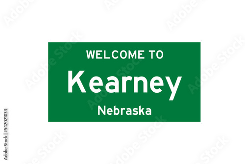 Kearney, Nebraska, USA. City limit sign on transparent background.  photo